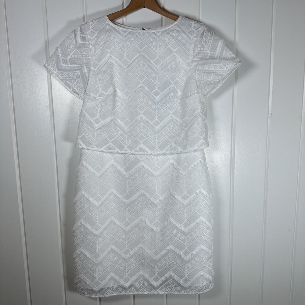 Sail‎ to Sable Dress 6 White Chevron Fringe Tone-on-Tone Sheath Mini Dress NWT!